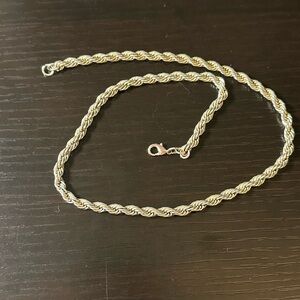 Elegant Men's Silver Rope Chain Necklace